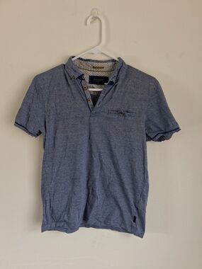 Ted Baker Heathered Light Blue Short-Sleeve Polo